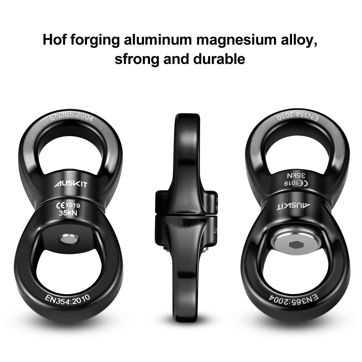 AusKit swing swivel includes two snap hooks for quick attachment