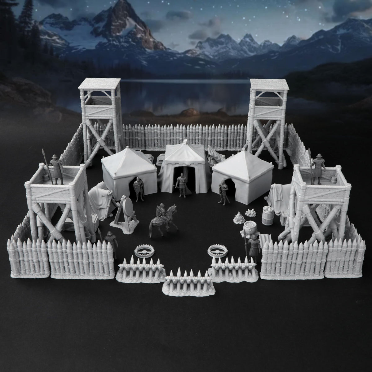 AUSPDICE AF676 watchtower showcases detailed 3D-printed fortifications for immersive tabletop battles.