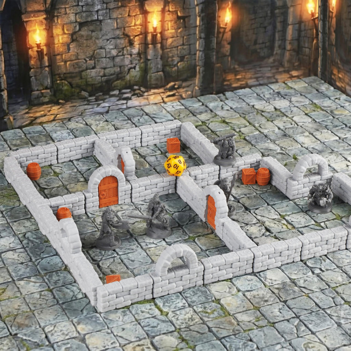 AUSPDICE dungeon interior scene 28mm versatile for tabletop storytelling.