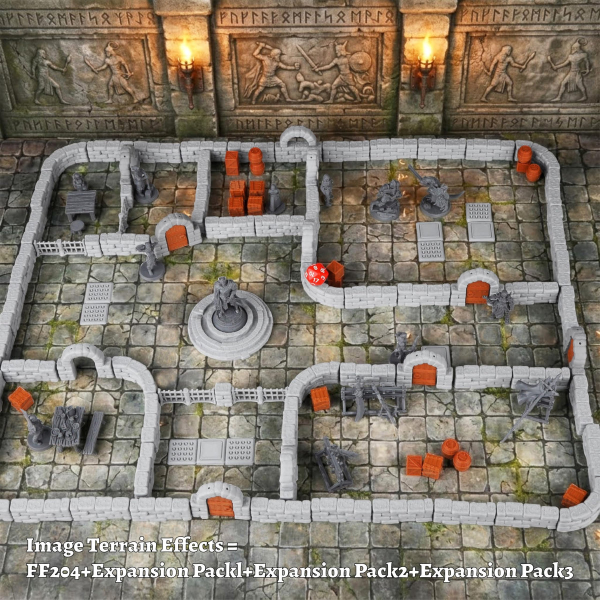 AUSPDICE dungeon wall midpiece 28mm connects larger layouts smoothly.
