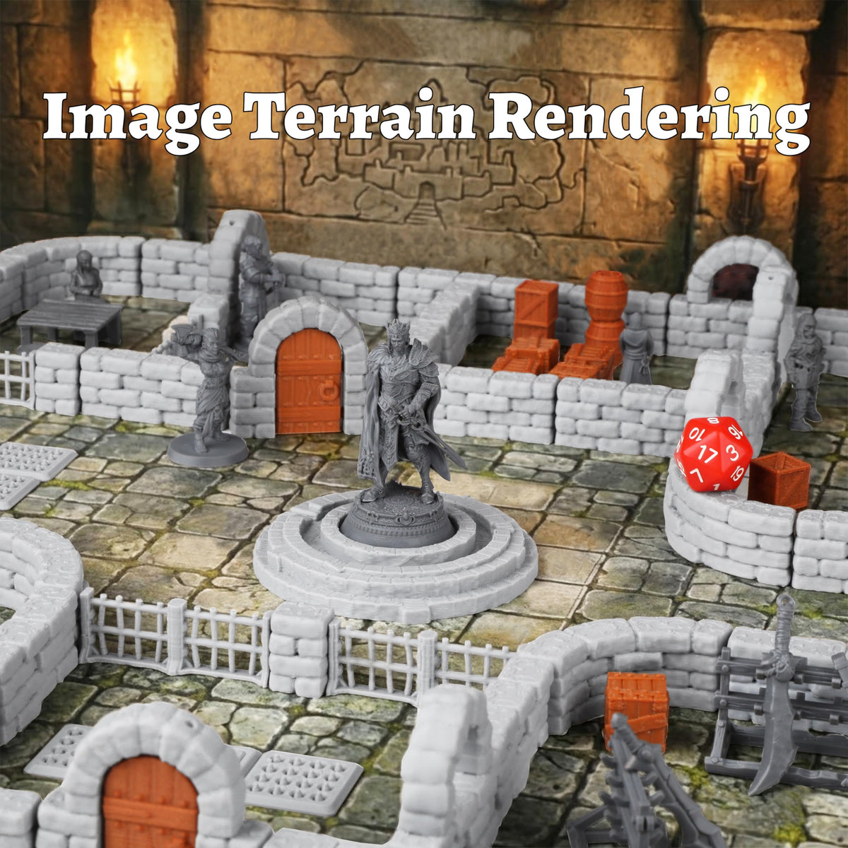 AUSPDICE dungeon wall section 28mm cohesive scale for seamless maps.