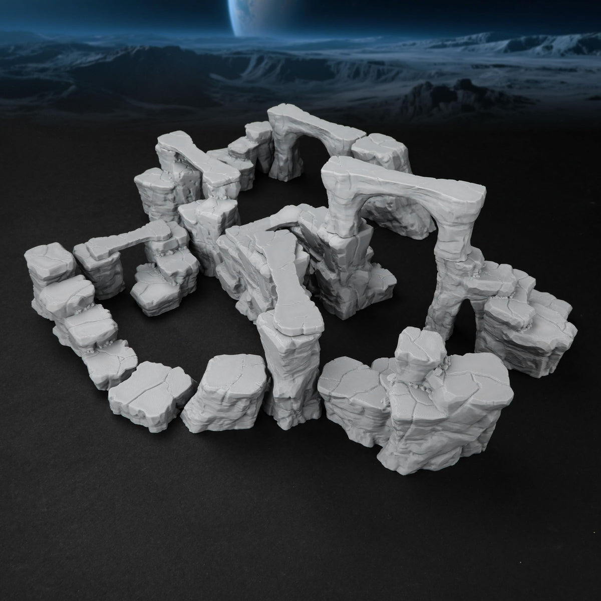 AUSPDICE Modular Canyon Terrains enable varied map options for campaigns.