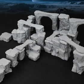 AUSPDICE Pit Canyon Scene Bridge enhances vertical combat dynamics for 28–32mm miniatures.