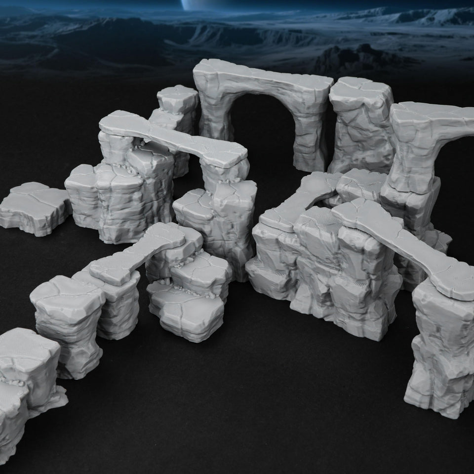 AUSPDICE Pit Canyon Scene Bridge enhances vertical combat dynamics for 28–32mm miniatures.