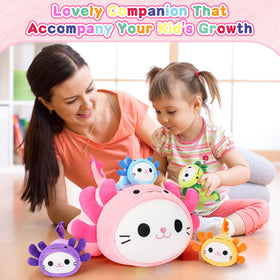 Auspicious Beginning axolotl cat plush set makes a perfect gift idea