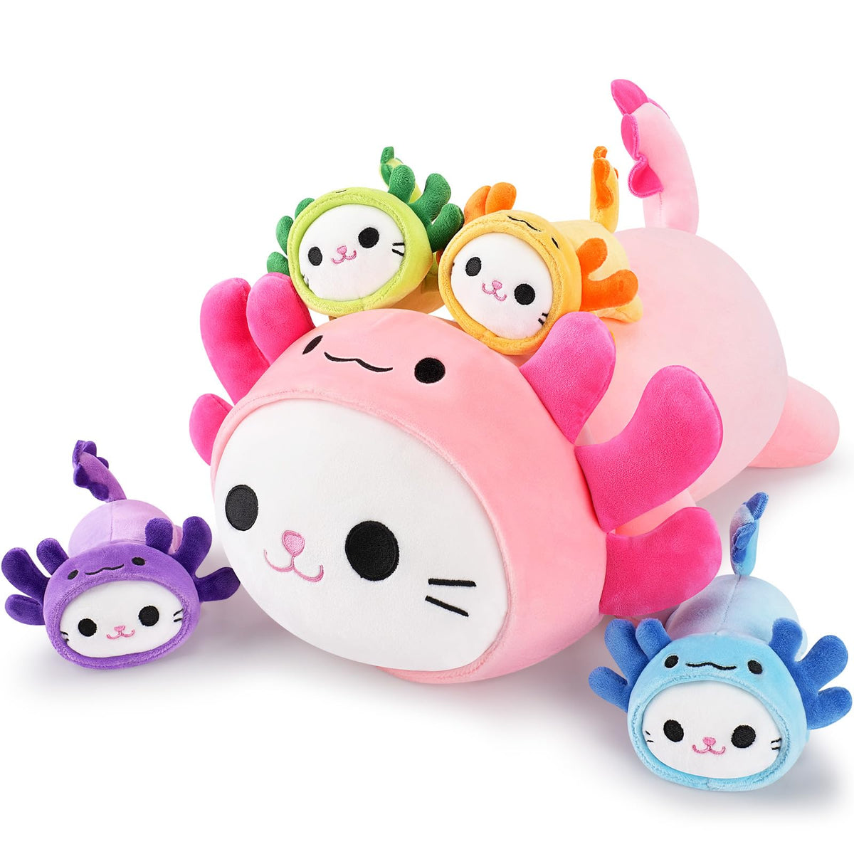 Auspicious Beginning axolotl cat mommy plush 19-inch cuddle buddy for cozy hugs