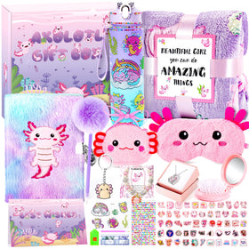 Auspicious Beginning axolotl diary with lock for private journaling