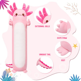 Auspicious Beginning axolotl plush face closeup with powder-pink features