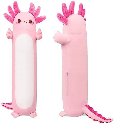 Auspicious Beginning axolotl plush full view shows soft pink fabric for cozy hugs