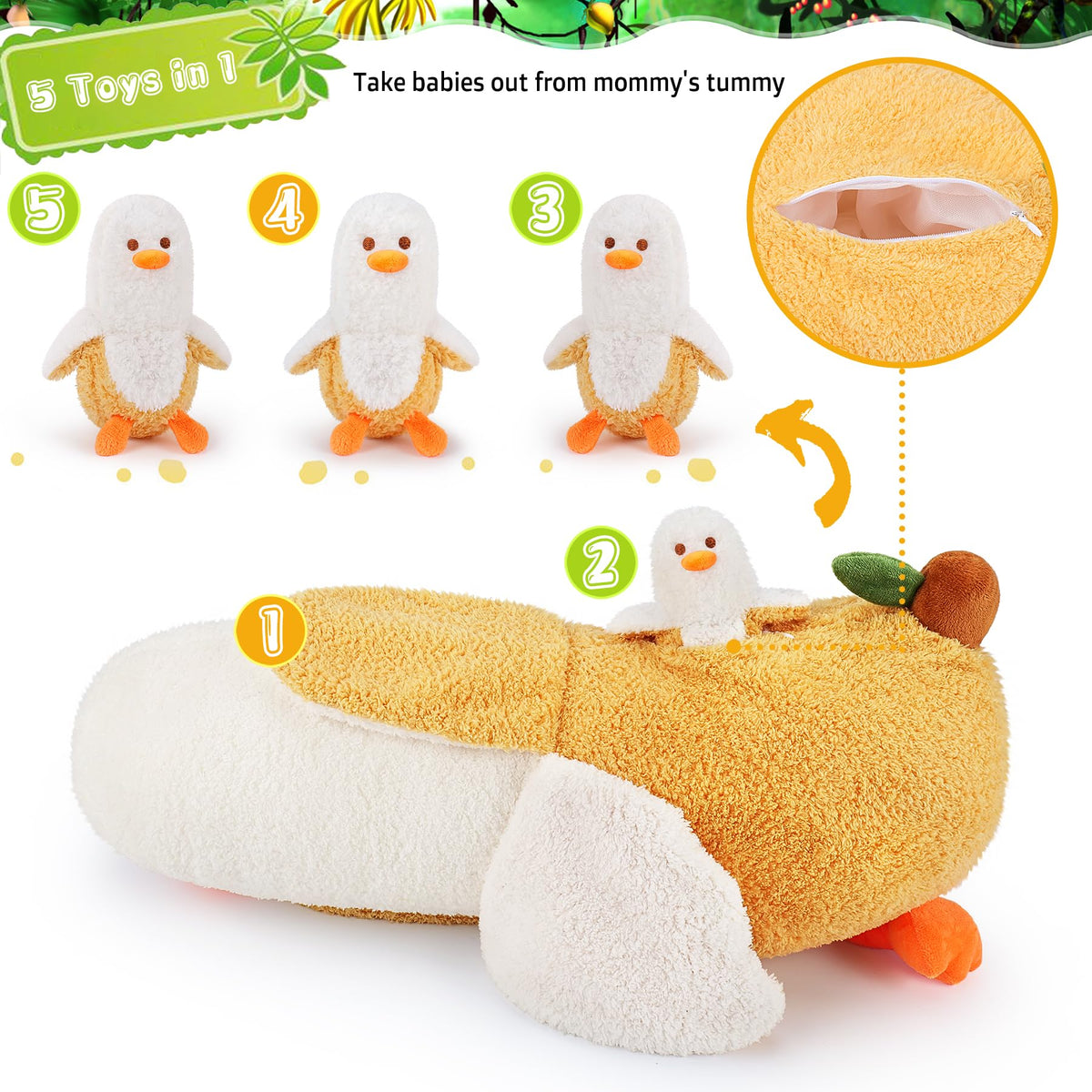 Auspicious Beginning banana duck baby plush, cozy friend for bedtime stories and imagination.