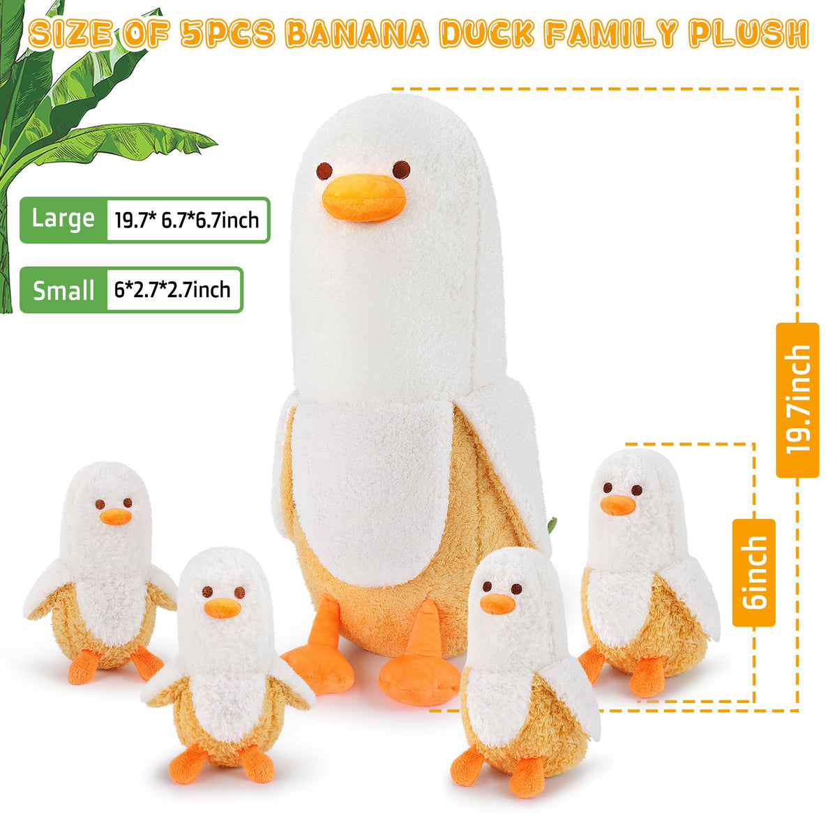 Auspicious Beginning banana duck baby plush, decorative accent for bedrooms and playrooms.