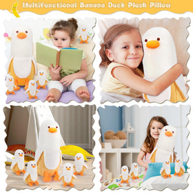 Auspicious Beginning banana duck baby plush, ideal gift for birthdays and celebrations.