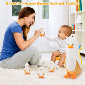 Auspicious Beginning banana-peel interactive plush, engaging features for play and curiosity.