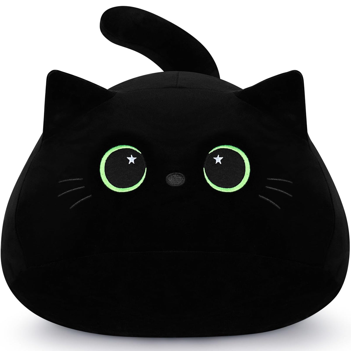 Auspicious Beginning giant black cat plush, soft and cuddly for hugs and comfort.