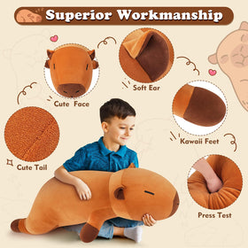 Auspicious Beginning capybara plush face with embroidered eyes and nose detail