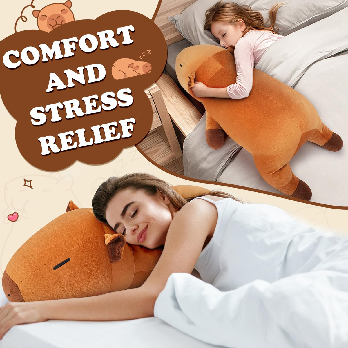 Auspicious Beginning Capybara plush fabric texture highlighting soft, skin-friendly material