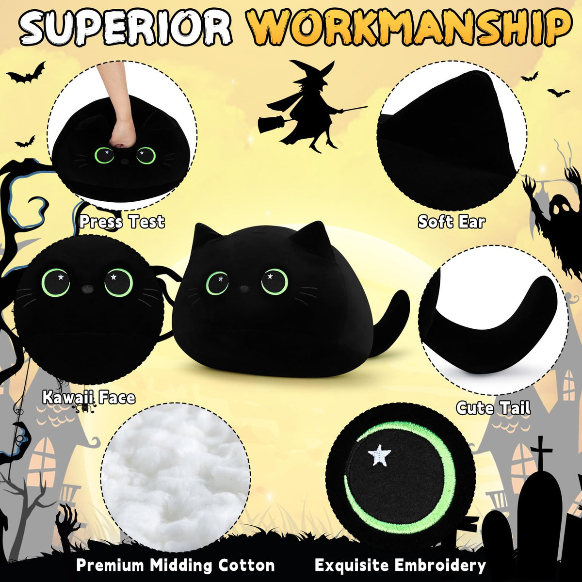 Auspicious Beginning cat plush hug pillow offers cozy support during relaxing moments.