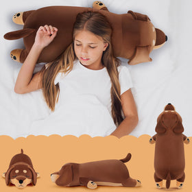 Auspicious Beginning cuddly dachshund stuffed animal, a charming decor and toy combo.