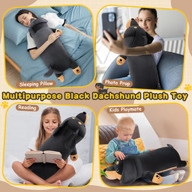 Auspicious Beginning 30-inch dachshund plush in black for bold room decor