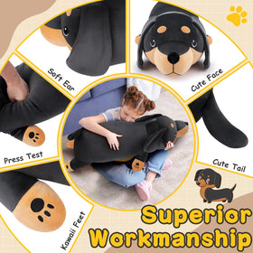 Auspicious Beginning cuddling-shot shows 30-inch size for comforting hugs