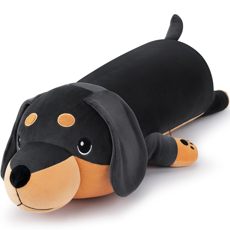 Auspicious Beginning 30-inch giant dachshund plush side view ideal for cozy hugs