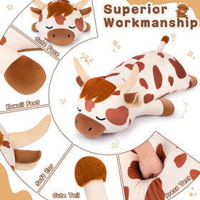 Auspicious Beginning Highland Cow plush fabric and stitching detail emphasize durability