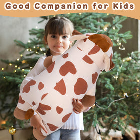 Auspicious Beginning 30-inch cow plush doubles as a comfy body pillow