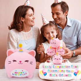 Auspicious Beginning pink birthday cat kitten plush for children's room decor
