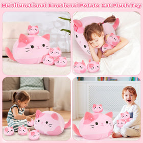 Auspicious Beginning pink Sakura cat gift-ready plush for kids and fans.