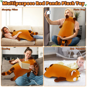 Auspicious Beginning red panda plush gift packaging ready for birthdays or holidays.