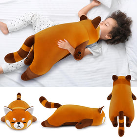 Auspicious Beginning red panda plush soft fabric offers gentle skin feel.