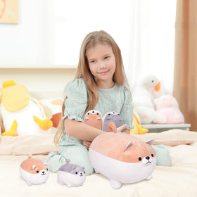 Auspicious Beginning Shiba Inu family pillow large mom with puppies for cozy rooms.