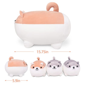 Auspicious Beginning Shiba Inu gray puppy plush for gentle hugs and stories.