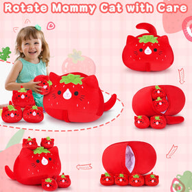 Auspicious Beginning Strawberry Cat Baby Kitten 2 plush, soft fur for comforting hugs.