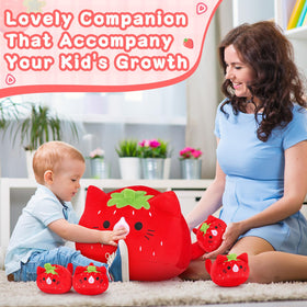Auspicious Beginning Strawberry Cat Plush Gift Box for kids.