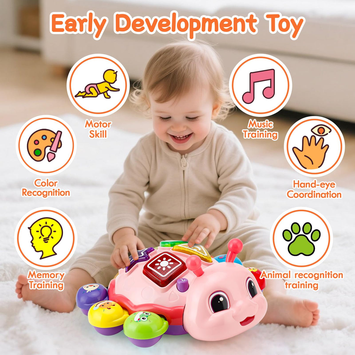 AUUGUU bilingual musical learning toy provides English and Spanish modes for early language exposure.