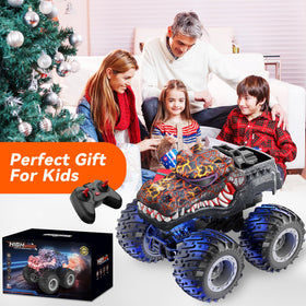 AUUGUU Crocodile RC Monster Truck in action during indoor play.