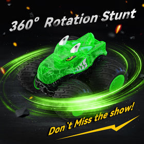 AUUGUU dinosaur-green car with rechargeable battery and USB charging