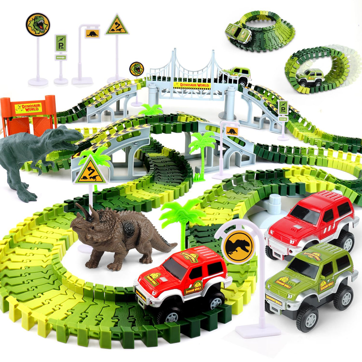 AUUGUU dinosaur race track configuration for imaginative play and problem solving