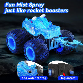 AUUGUU monster truck with all-terrain tires tackles grass, sand, and carpet.
