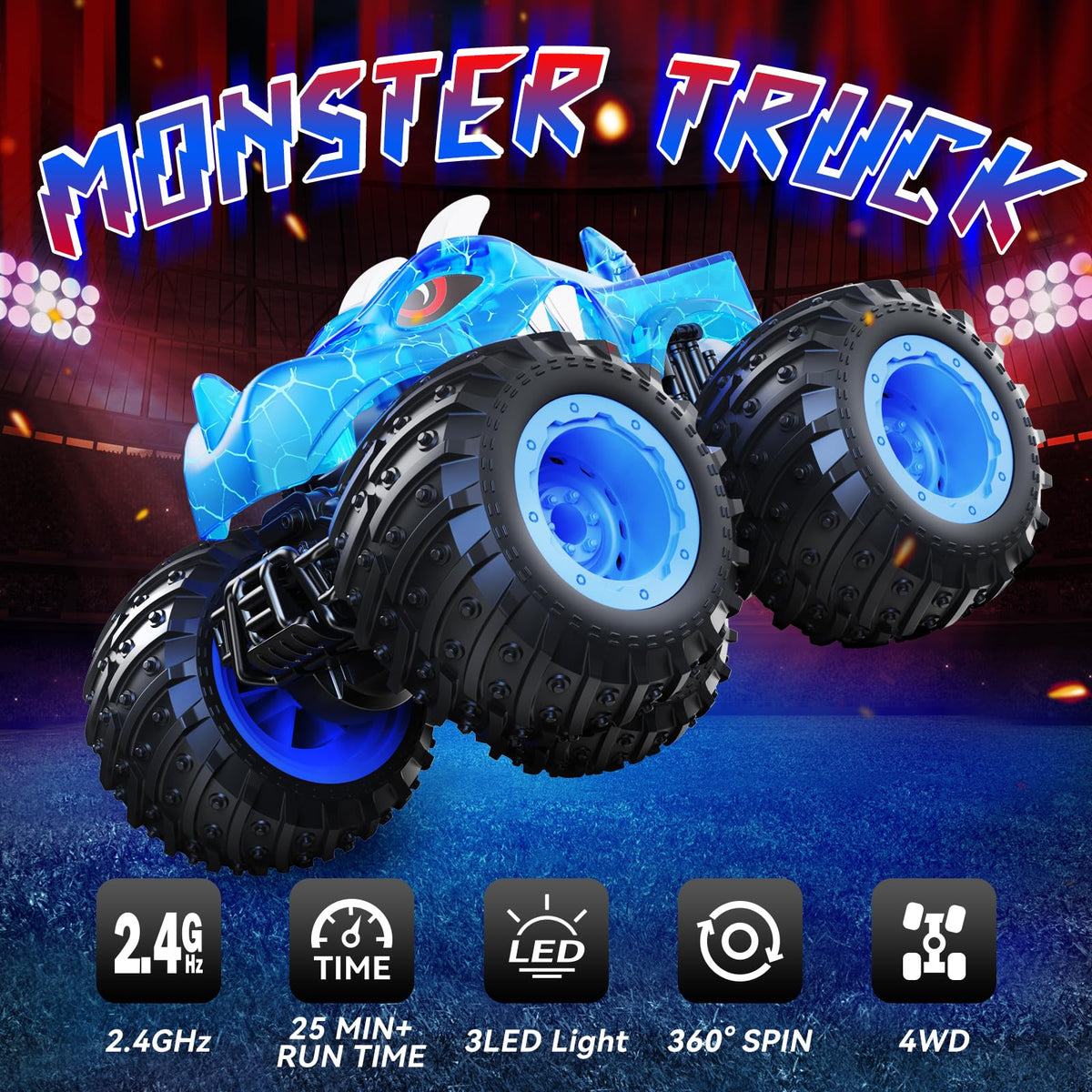 AUUGUU RC car with LED lights brightening nighttime adventures.