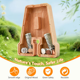 Auvce piggy bank dimensions featuring 9.25-inch height and deep profile