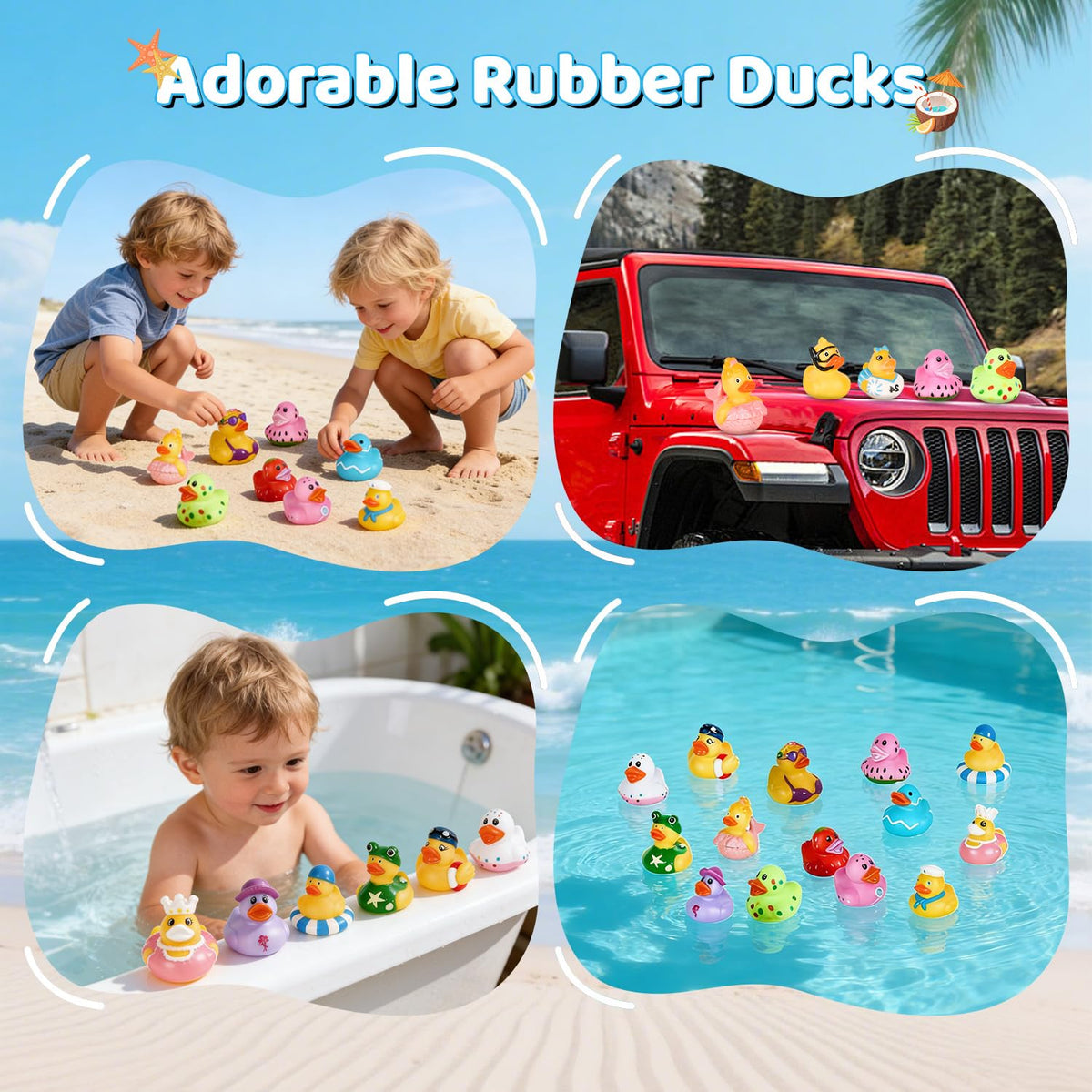 Auvitaya multi-pattern ducks promote imaginative play during pool days.