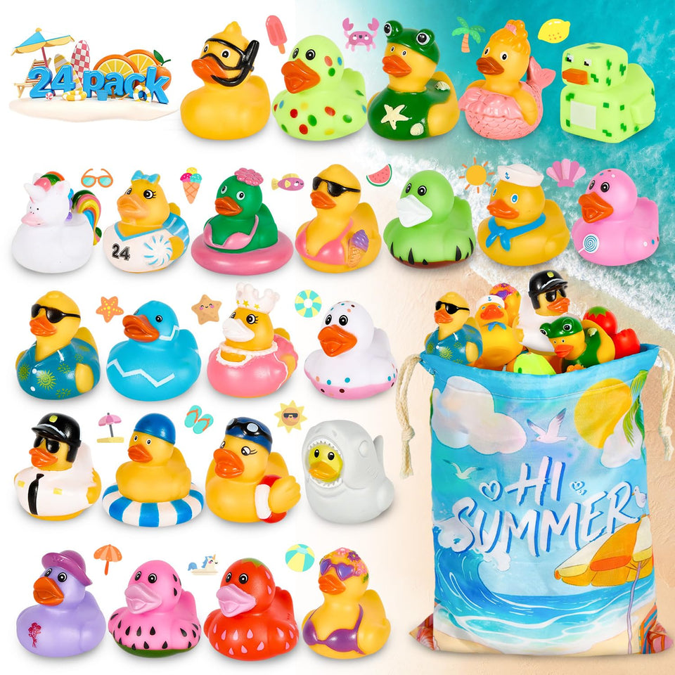 Auvitaya summer rubber ducks with bag for easy storage and beach fun.