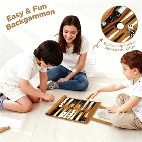 Auxruen travel backgammon pocket storage—everything stays organized during trips.