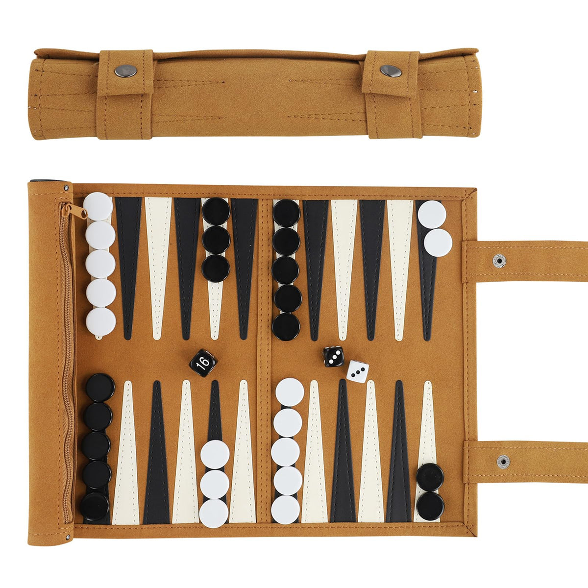 Auxruen travel backgammon board open—spacious surface for quick, comfortable play.