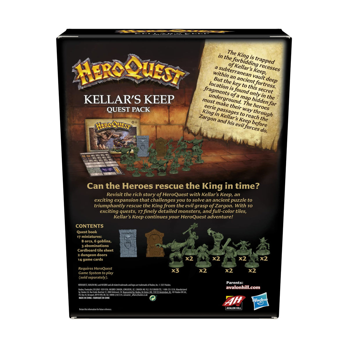 Avalon Hill HeroQuest Kellars Keep artifact cards unlock new quest possibilities.