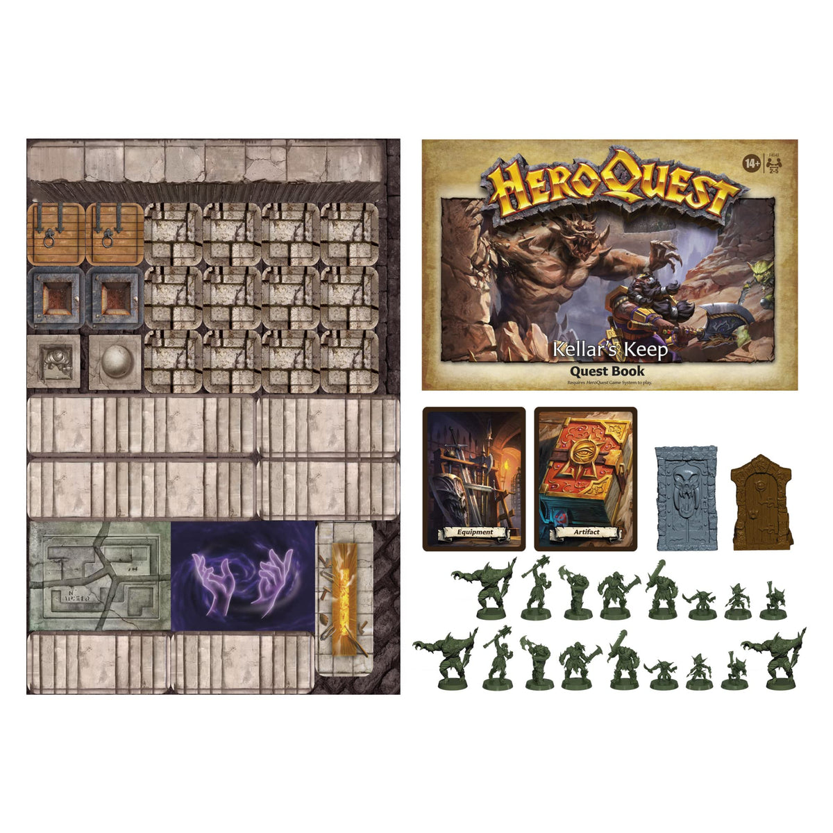 Avalon Hill HeroQuest Kellars Keep miniatures provide detailed figures for epic battles.