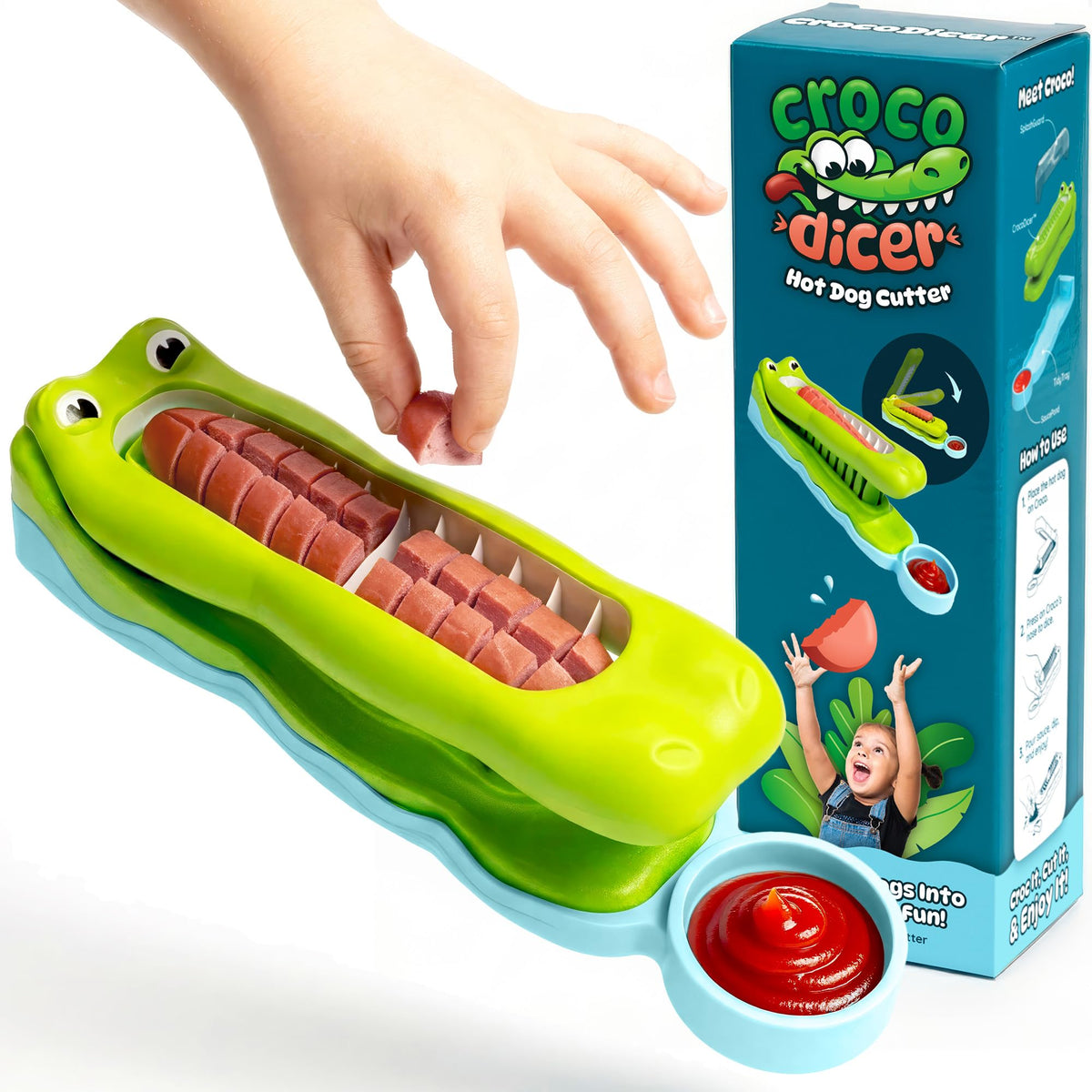 Avant Grub CrocoDicer creates 24 bites quickly for kid-friendly meals.