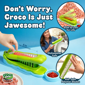 CrocoDicer lifetime guarantee reassures parents during meals.